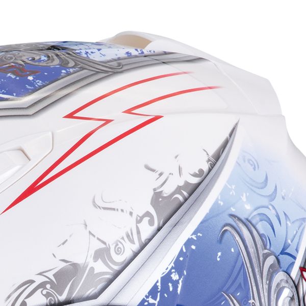 Scorpion Exo 491 Run Blanco Azul + Kit Bluetooth Exo-Com Link-1