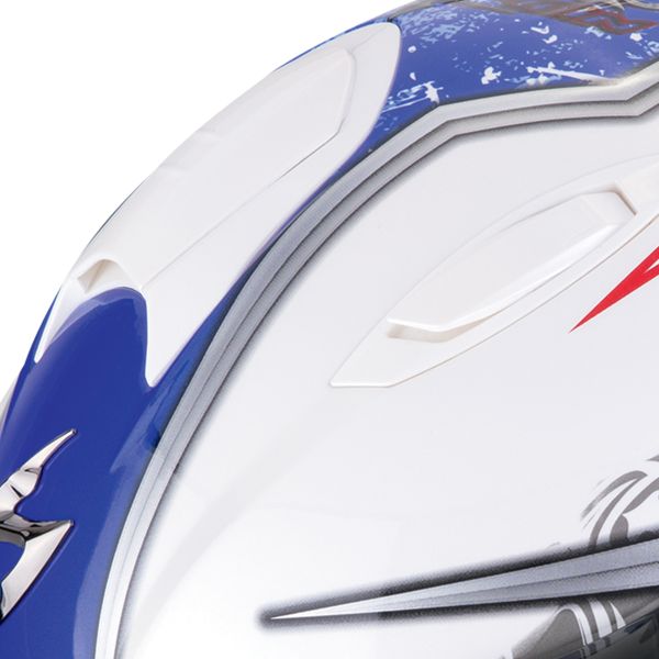 Scorpion Exo 491 Run Blanco Azul + Kit Bluetooth Exo-Com Link-1