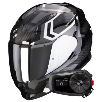 Integral Scorpion Exo 491 Spin Black White + Kit Bluetooth 5S Solo