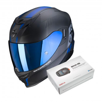 Integral Scorpion Exo 520 Air Laten Matt Black Blue + Kit Bluetooth SMH5 Solo