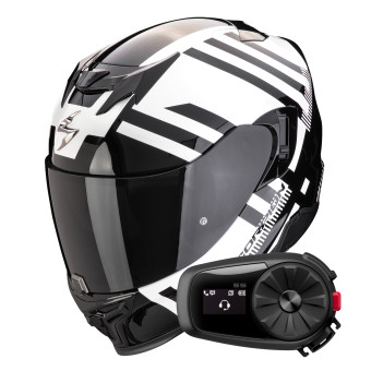 Integral Scorpion Exo 520 Evo Air Banshee Pearl White Black + Kit Bluetooth 5S Solo