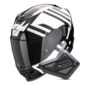 Integral Scorpion Exo 520 Evo Air Banshee Pearl White Black + Kit Bluetooth BT Mini