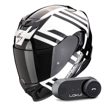 Integral Scorpion Exo 520 Evo Air Banshee Pearl White Black + Kit Bluetooth Lokui K30