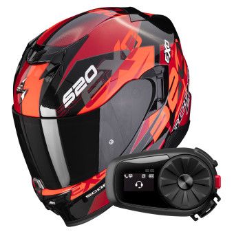 Integral Scorpion Exo 520 Evo Air Cover Metal Black Red + Kit Bluetooth 5S