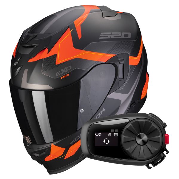 Integral Scorpion Exo 520 Evo Air Elan Matt Black Orange + Kit Bluetooth 5S