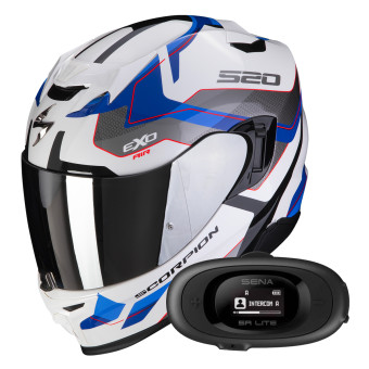 Casque Integral Scorpion Exo 520 Evo Air Elan White Blue + Kit bluetooth 5R Lite Casque Integral Scorpion Exo 520 Evo Air Elan White Blue + Kit bluetooth 5R Lite