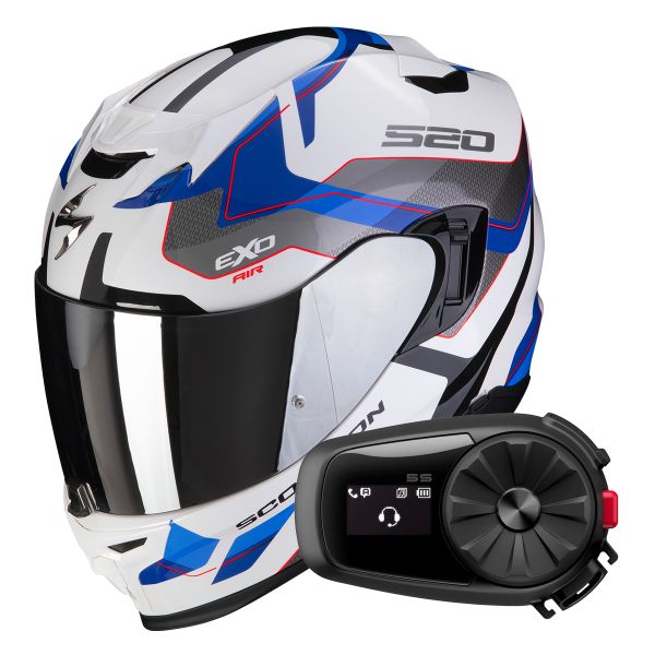 Integral Scorpion Exo 520 Evo Air Elan White Blue + Kit Bluetooth 5S