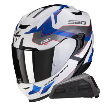 Integral Scorpion Exo 520 Evo Air Elan White Blue + Kit bluetooth Exo-Com Link-1