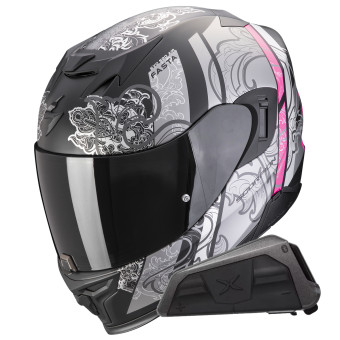 Integral Scorpion Exo 520 Evo Air Fasta Matt Black Pink + Kit bluetooth Exo-Com Link-1