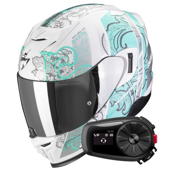 Integral Scorpion Exo 520 Evo Air Fasta White Light Blue + Kit Bluetooth 5S Solo