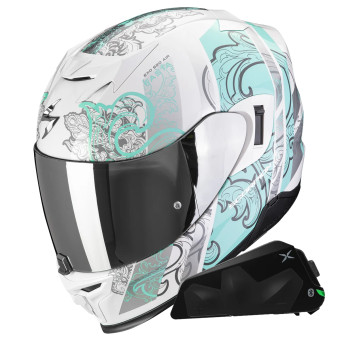 Integral Scorpion Exo 520 Evo Air Fasta White Light Blue + Kit bluetooth Exo-Com Link-1C