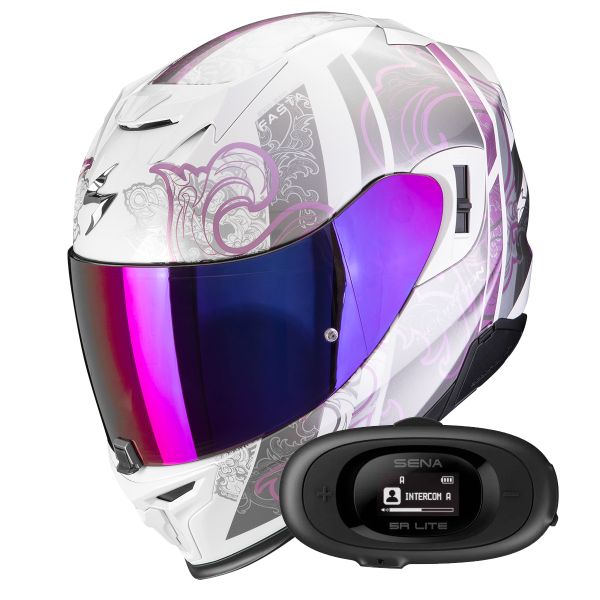 Integral Scorpion Exo 520 Evo Air Fasta White Purple + Kit bluetooth 5R Lite