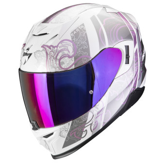 Scorpion Exo 520 Evo Air Fasta White Purple + Kit Bluetooth BT Mini