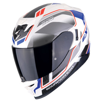 Scorpion Exo 520 Evo Air Lena Pearl White Blue + Kit Bluetooth BT Mini