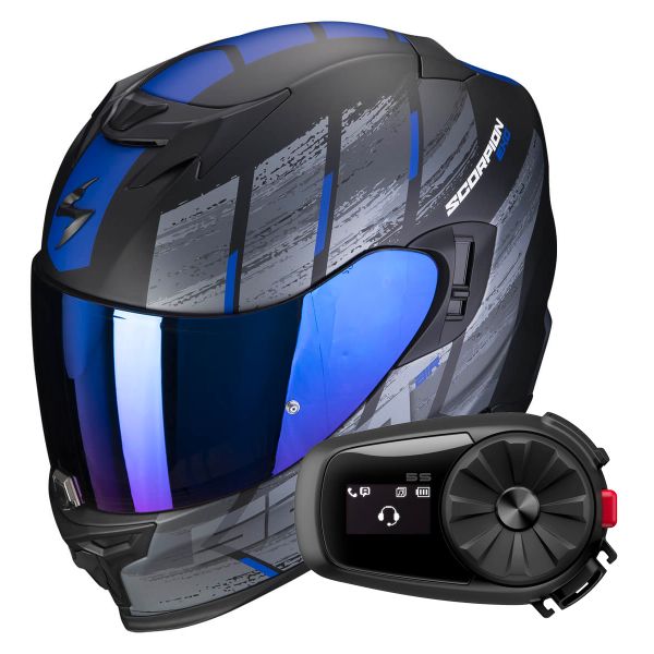 Integral Scorpion Exo 520 Evo Air Maha Matt Black Blue + Kit Bluetooth 5S