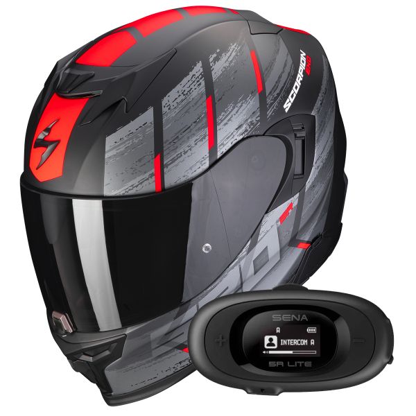Integral Scorpion Exo 520 Evo Air Maha Matt Black Red + Kit bluetooth 5R Lite