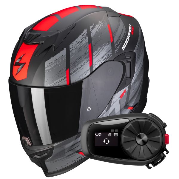 Integral Scorpion Exo 520 Evo Air Maha Matt Black Red + Kit Bluetooth 5S