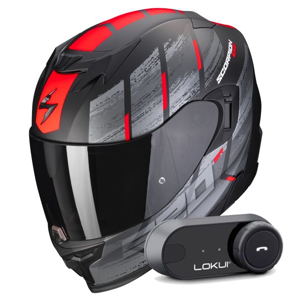 Integral Scorpion Exo 520 Evo Air Maha Matt Black Red + Kit Bluetooth Lokui K30