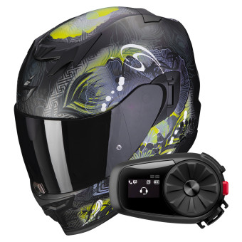 Integral Scorpion Exo 520 Evo Air Melrose Matt Black Yellow + Kit Bluetooth 5S