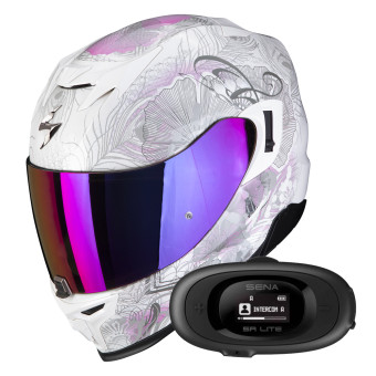 Integral Scorpion Exo 520 Evo Air Melrose Pearl White Pink + Kit bluetooth 5R Lite