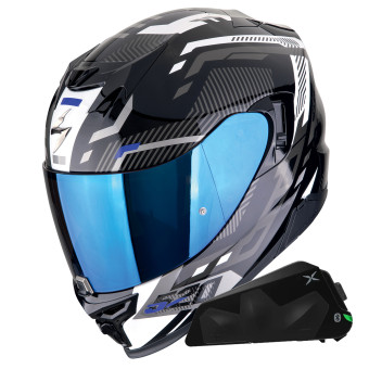 Integral Scorpion Exo 520 Evo Air Ranka Black White Blue + Kit bluetooth Exo-Com Link-1C