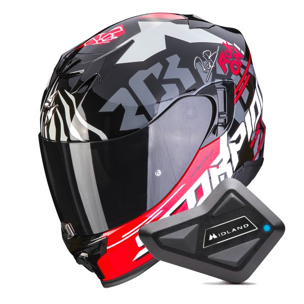 Integral Scorpion Exo 520 Evo Air Rok Bagoros Black Red + Kit Bluetooth BT Mini