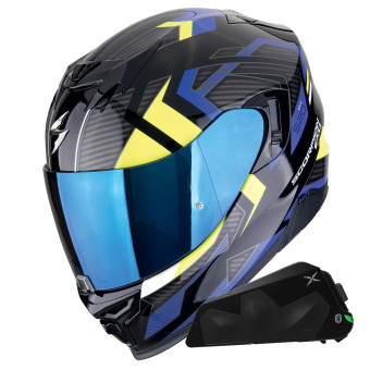 Integral Scorpion Exo 520 Evo Air Sensus Black Yellow Fluo + Kit bluetooth Exo-Com Link-1C