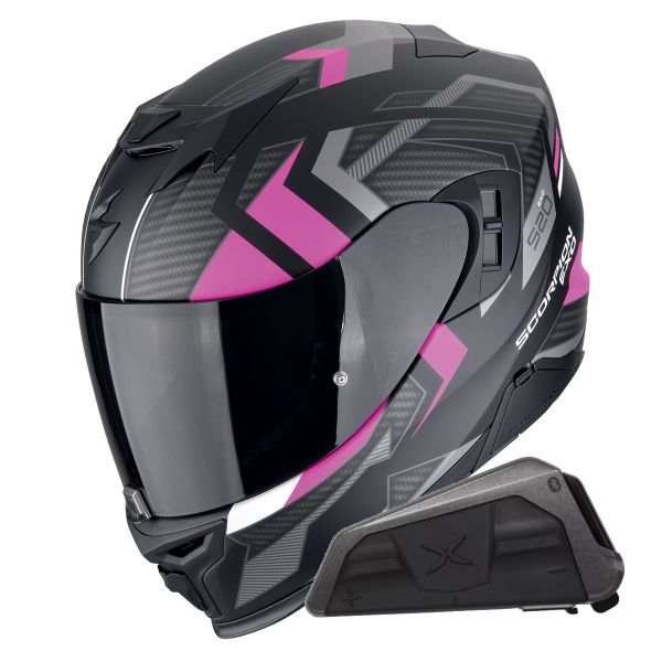 Integral Scorpion Exo 520 Evo Air Sensus Matt Black Pink + Kit bluetooth Exo-Com Link-1