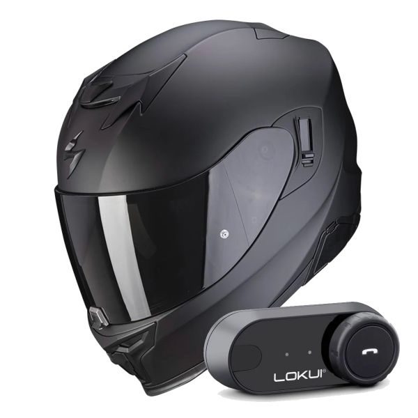 Integral Scorpion Exo 520 Evo Air Solid Matt Black + Kit Bluetooth Lokui K30