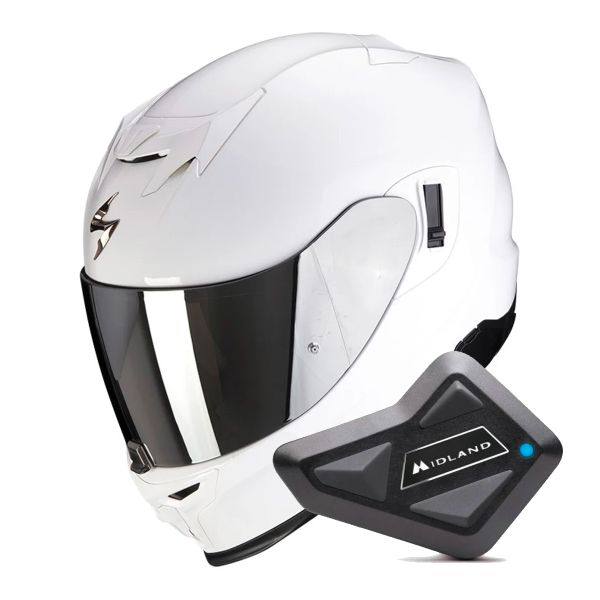 Integral Scorpion Exo 520 Evo Air Solid White + Kit Bluetooth BT Mini