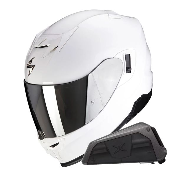 Integral Scorpion Exo 520 Evo Air Solid White + Kit bluetooth Exo-Com Link-1