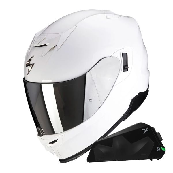 Integral Scorpion Exo 520 Evo Air Solid White + Kit bluetooth Exo-Com Link-1C