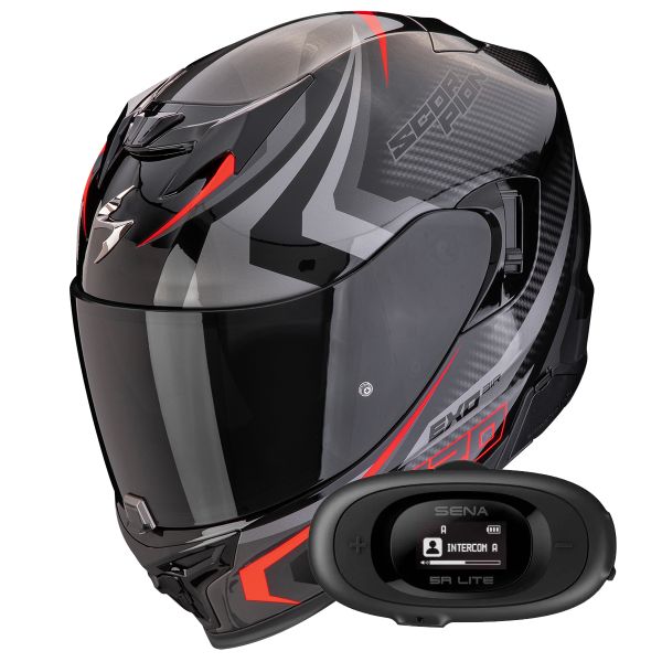 Integral Scorpion Exo 520 Evo Air Terra Black Silver Red + Kit bluetooth 5R Lite