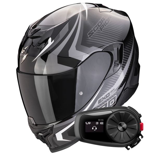 Integral Scorpion Exo 520 Evo Air Terra Black Silver White + Kit Bluetooth 5S Solo