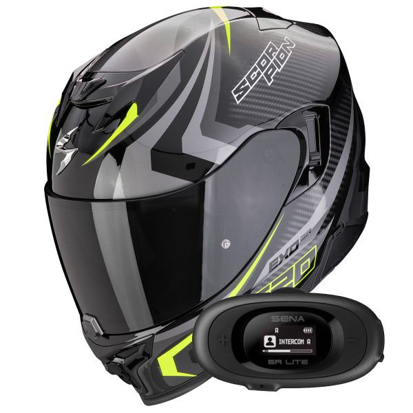 Integral Scorpion Exo 520 Evo Air Terra Black Silver Yellow Fluo + Kit bluetooth 5R Lite