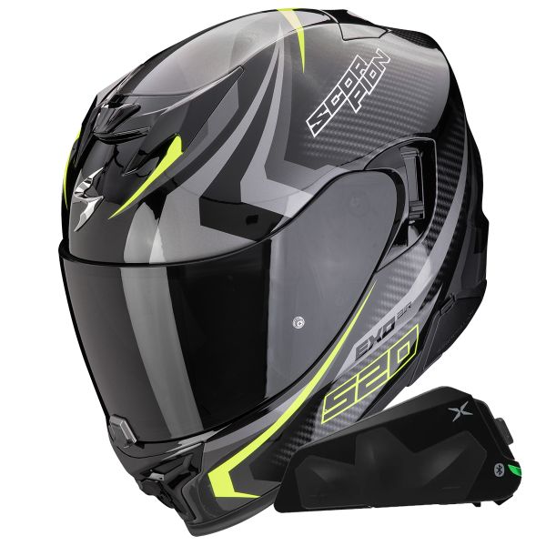 Integral Scorpion Exo 520 Evo Air Terra Black Yellow Fluo + Kit bluetooth Exo-Com Link-1C