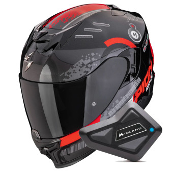 Integral Scorpion Exo 520 Evo Air Titan Black Metal Red + Kit Bluetooth BT Mini
