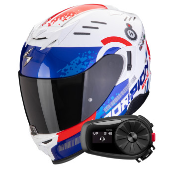 Integral Scorpion Exo 520 Evo Air Titan White Blue Red + Kit Bluetooth 5S Solo