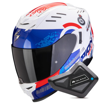 Integral Scorpion Exo 520 Evo Air Titan White Blue Red + Kit Bluetooth BT Mini