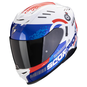 Scorpion Exo 520 Evo Air Titan White Blue Red + Kit Bluetooth BT Mini
