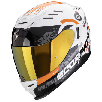 Scorpion Exo 520 Evo Air Titan White Orange + Kit bluetooth Exo-Com Link-1C
