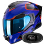 Casque Integral Scorpion Exo 530 Air Clip Blue Black Red + Kit bluetooth 5R Lite
