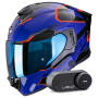 Casque Integral Scorpion Exo 530 Air Clip Blue Black Red + Kit Bluetooth Lokui K30