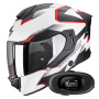 Casque Integral Scorpion Exo 530 Air Clip Matt White Black Red + Kit bluetooth 5R Lite
