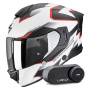 Casque Integral Scorpion Exo 530 Air Clip Matt White Black Red + Kit Bluetooth Lokui K30
