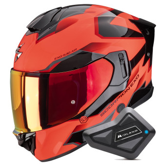 Casque Integral Scorpion Exo 530 Air Clip Red Black + Kit Bluetooth BT Mini Casque Integral Scorpion Exo 530 Air Clip Red Black + Kit Bluetooth BT Mini