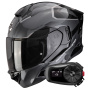 Casque Integral Scorpion Exo 530 Air Clip Silver Black + Kit Bluetooth 5S Solo