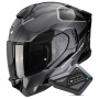 Casque Integral Scorpion Exo 530 Air Clip Silver Black + Kit Bluetooth BT Mini