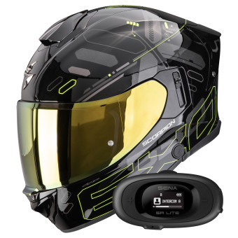 Integral Scorpion Exo 530 Air Fond Black Neon Yellow + Kit bluetooth 5R Lite