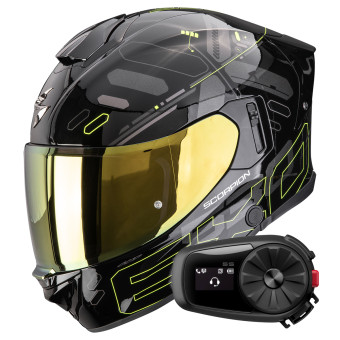 Casque Integral Scorpion Exo 530 Air Fond Black Neon Yellow + Kit Bluetooth 5S Solo Casque Integral Scorpion Exo 530 Air Fond Black Neon Yellow + Kit Bluetooth 5S Solo